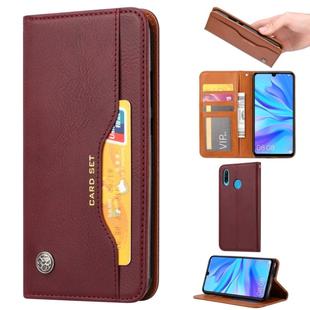 For Huawei Y7P 2020/P40 lite E Knead Skin Texture Horizontal Flip Leather Case , with Photo Frame & Holder & Card Slots & Wallet(Wine Red)