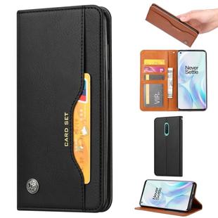 For OnePlus 8 Knead Skin Texture Horizontal Flip Leather Case with Photo Frame & Holder & Card Slots & Wallet(Black)