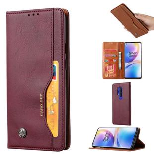 For OnePlus 8 Pro Knead Skin Texture Horizontal Flip Leather Case with Photo Frame & Holder & Card Slots & Wallet(Wine Red)