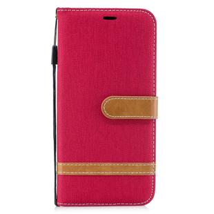 Color Matching Denim Texture Leather Case for Huawei Mate 20 Lite, with Holder & Card Slots & Wallet & Lanyard(Red)