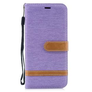 Color Matching Denim Texture Leather Case for Huawei Mate 20 Lite, with Holder & Card Slots & Wallet & Lanyard(Purple)