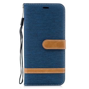 Color Matching Denim Texture Leather Case for Huawei Mate 20 Lite, with Holder & Card Slots & Wallet & Lanyard(Dark blue)