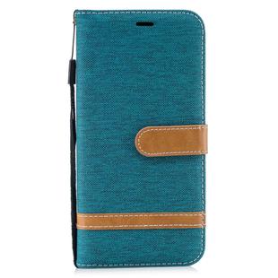 Color Matching Denim Texture Leather Case for Huawei Mate 20 Lite, with Holder & Card Slots & Wallet & Lanyard(Green)