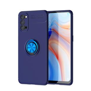 For OPPO RENO 4 Metal Ring Holder 360 Degree Rotating TPU Case(Blue+Blue)