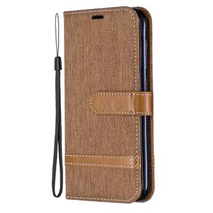 Color Matching Denim Texture Leather Case for  Galaxy  A6, with Holder & Card Slots & Wallet & Lanyard(Brown)