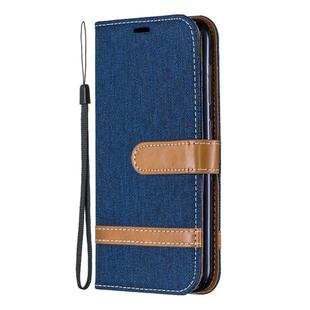 Color Matching Denim Texture Leather Case for  Galaxy  A6, with Holder & Card Slots & Wallet & Lanyard(Dark blue)