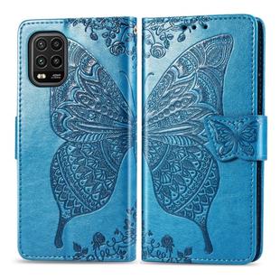 For Xiaomi 10 Lite 5G Butterfly Love Flower Embossed Horizontal Flip Leather Case with Bracket / Card Slot / Wallet / Lanyard(Blue)