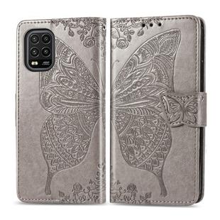 For Xiaomi 10 Lite 5G Butterfly Love Flower Embossed Horizontal Flip Leather Case with Bracket / Card Slot / Wallet / Lanyard(Gray)
