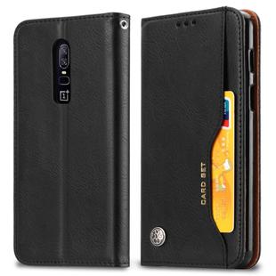 Knead Skin Texture Horizontal Flip Leather Case for OnePlus 6, with Photo Frame & Holder & Card Slots & Wallet(Black)