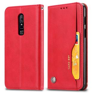 Knead Skin Texture Horizontal Flip Leather Case for OnePlus 6, with Photo Frame & Holder & Card Slots & Wallet(Red)