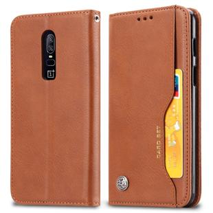 Knead Skin Texture Horizontal Flip Leather Case for OnePlus 6, with Photo Frame & Holder & Card Slots & Wallet(Brown)