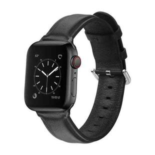 For Apple Watch Series 5 & 4 44mm 3 & 2 & 1 42mm Round Hole Leather Strap(Black)