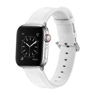 For Apple Watch Series 5 & 4 44mm 3 & 2 & 1 42mm Round Hole Leather Strap(White)