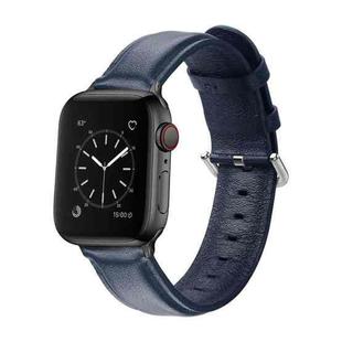 For Apple Watch Series 5 & 4 44mm 3 & 2 & 1 42mm Round Hole Leather Strap(Midnight blue)