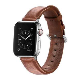 For Apple Watch Series 5 & 4 44mm 3 & 2 & 1 42mm Round Hole Leather Strap(Brown)