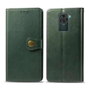 For Xiaomi Redmi 10X 4G/Redmi Note 9 Retro Solid Color Leather Buckle Phone Case with Lanyard & Photo Frame & Card Slot & Wallet & Stand Function(Green)