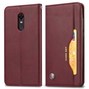 Knead Skin Texture Horizontal Flip Leather Case for OnePlus 6T, with Photo Frame & Holder & Card Slots & Wallet(Wine Red)