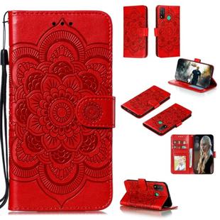 For Huawei P Smart 2020 Mandala Embossing Pattern Horizontal Flip Leather Case with Holder & Card Slots & Wallet & Photo Frame & Lanyard(Red)