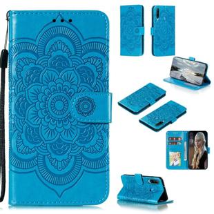 For Huawei Y6P Mandala Embossing Pattern Horizontal Flip Leather Case with Holder & Card Slots & Wallet & Photo Frame & Lanyard(Blue)