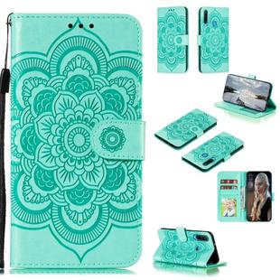 For Huawei Y6P Mandala Embossing Pattern Horizontal Flip Leather Case with Holder & Card Slots & Wallet & Photo Frame & Lanyard(Green)