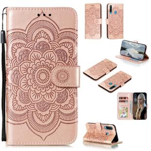 For Huawei Y6P Mandala Embossing Pattern Horizontal Flip Leather Case with Holder & Card Slots & Wallet & Photo Frame & Lanyard(Rose Gold)