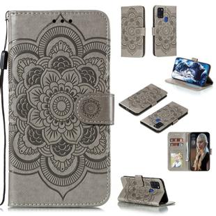 For Samsung Galaxy A21s Mandala Embossing Pattern Horizontal Flip Leather Case with Holder & Card Slots & Wallet & Photo Frame & Lanyard(Grey)