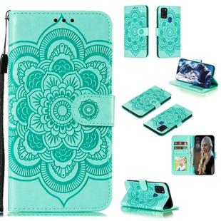 For Samsung Galaxy A21s Mandala Embossing Pattern Horizontal Flip Leather Case with Holder & Card Slots & Wallet & Photo Frame & Lanyard(Green)