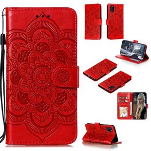 For Samsung Galaxy A31 Mandala Embossing Pattern Horizontal Flip Leather Case with Holder & Card Slots & Wallet & Photo Frame & Lanyard(Red)