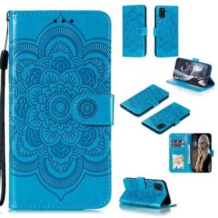 For Samsung Galaxy A31 Mandala Embossing Pattern Horizontal Flip Leather Case with Holder & Card Slots & Wallet & Photo Frame & Lanyard(Blue)