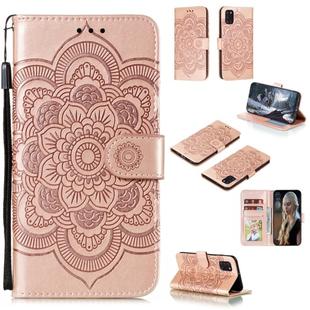 For Samsung Galaxy A31 Mandala Embossing Pattern Horizontal Flip Leather Case with Holder & Card Slots & Wallet & Photo Frame & Lanyard(Rose Gold)