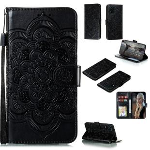 For Xiaomi Mi 10 Lite 5G Mandala Embossing Pattern Horizontal Flip Leather Case with Holder & Card Slots & Wallet & Photo Frame & Lanyard(Black)