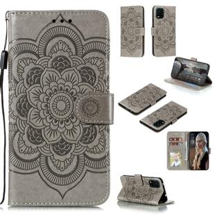 For Xiaomi Mi 10 Lite 5G Mandala Embossing Pattern Horizontal Flip Leather Case with Holder & Card Slots & Wallet & Photo Frame & Lanyard(Grey)