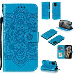 For Xiaomi Mi 10 Lite 5G Mandala Embossing Pattern Horizontal Flip Leather Case with Holder & Card Slots & Wallet & Photo Frame & Lanyard(Blue)