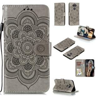 For LG K31 Mandala Embossing Pattern Horizontal Flip Leather Case with Holder & Card Slots & Wallet & Photo Frame & Lanyard(Grey)