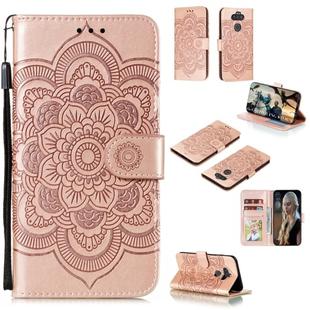 For LG K31 Mandala Embossing Pattern Horizontal Flip Leather Case with Holder & Card Slots & Wallet & Photo Frame & Lanyard(Rose Gold)