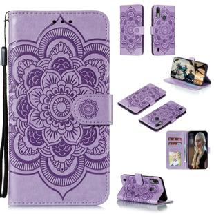 For Motorola Moto E6S 2020 Mandala Embossing Pattern Horizontal Flip Leather Case with Holder & Card Slots & Wallet & Photo Frame & Lanyard(Purple)