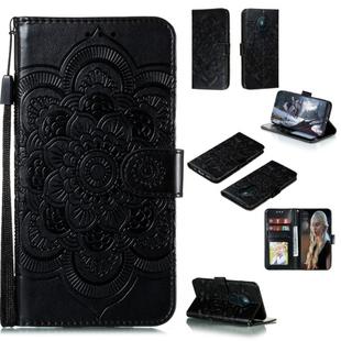For Nokia 5.3 Mandala Embossing Pattern Horizontal Flip Leather Case with Holder & Card Slots & Wallet & Photo Frame & Lanyard(Black)