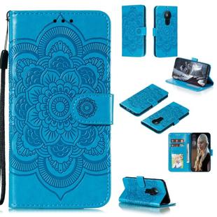 For Nokia 5.3 Mandala Embossing Pattern Horizontal Flip Leather Case with Holder & Card Slots & Wallet & Photo Frame & Lanyard(Blue)