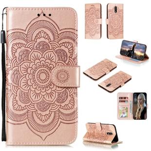 For Nokia 2.3 Mandala Embossing Pattern Horizontal Flip Leather Case with Holder & Card Slots & Wallet & Photo Frame & Lanyard(Rose Gold)