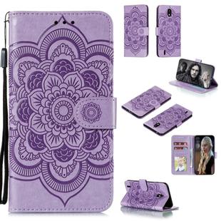 For Nokia 1.3 Mandala Embossing Pattern Horizontal Flip Leather Case with Holder & Card Slots & Wallet & Photo Frame & Lanyard(Purple)