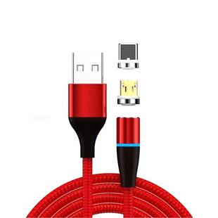 2 in 1 3A USB to Micro USB + USB-C / Type-C Fast Charging + 480Mbps Data Transmission Mobile Phone Magnetic Suction Fast Charging Data Cable, Cable Length: 2m(Red)