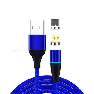 2 in 1 3A USB to Micro USB + USB-C / Type-C Fast Charging + 480Mbps Data Transmission Mobile Phone Magnetic Suction Fast Charging Data Cable, Cable Length: 2m(Blue)