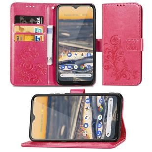 For Nokia 5.3 Lucky Clover Pressed Flowers Pattern Leather Case with Holder & Card Slots & Wallet & Hand Strap(Rose)