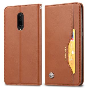 Knead Skin Texture Horizontal Flip Leather Case for OnePlus 7 Pro, with Photo Frame & Holder & Card Slots & Wallet(Brown)