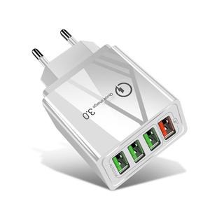 30W QC 3.0 USB + 3 USB 2.0 Ports Mobile Phone Tablet PC Universal Quick Charger Travel Charger, EU Plug(White)
