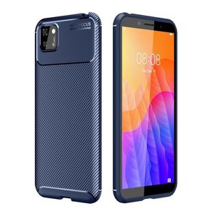 For Huawei Y5P Carbon Fiber Texture Shockproof TPU Case(Blue)