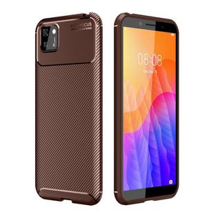 For Huawei Y5P Carbon Fiber Texture Shockproof TPU Case(Brown)