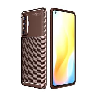 For vivo X50 Carbon Fiber Texture Shockproof TPU Case(Brown)