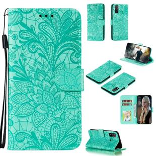 For Huawei P Smart 2020 Lace Flower Embossing Pattern Horizontal Flip Leather Case , with Holder & Card Slots & Wallet & Photo Frame & Lanyard(Green)