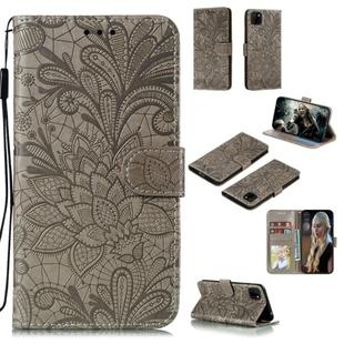 For Huawei Y5P / Honor 9S Lace Flower Embossing Pattern Horizontal Flip Leather Case , with Holder & Card Slots & Wallet & Photo Frame & Lanyard(Grey)